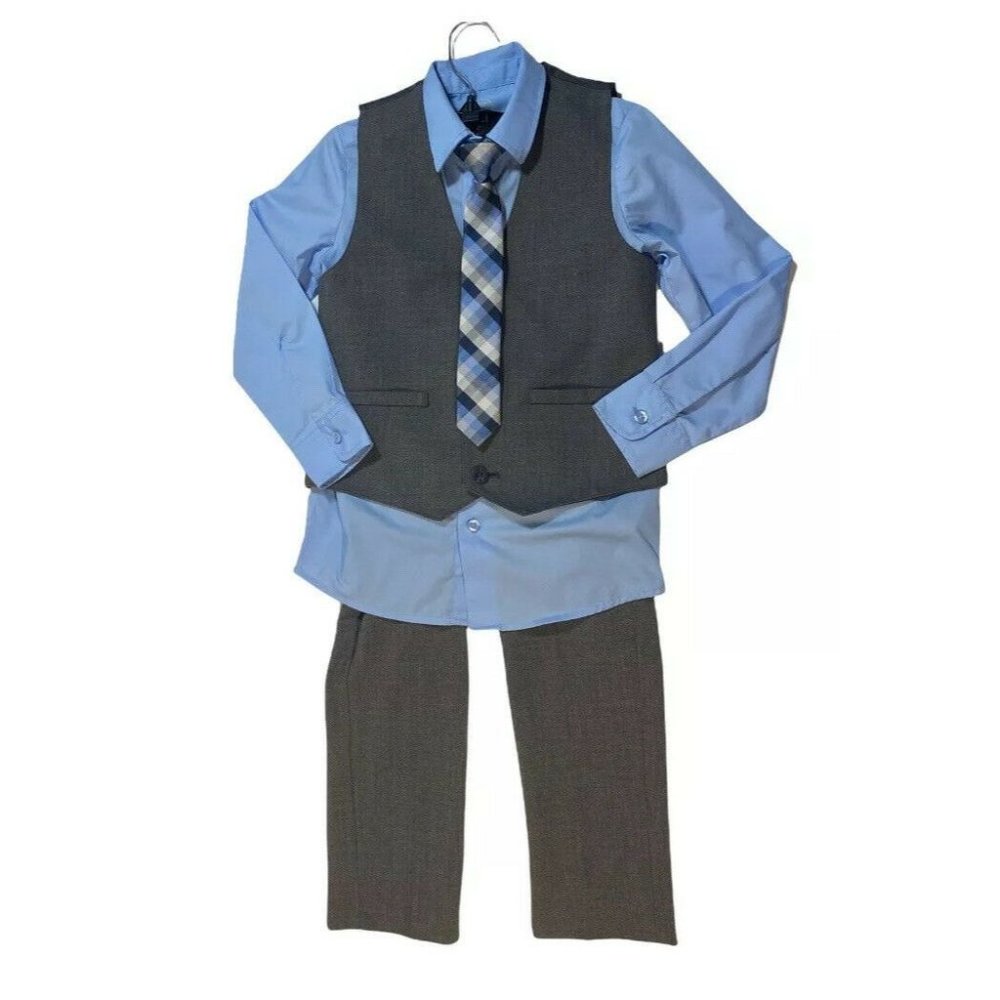 Wonder Nation Boy's Suit Size 7 Blue/Gray 4 piece Set   C-H0006